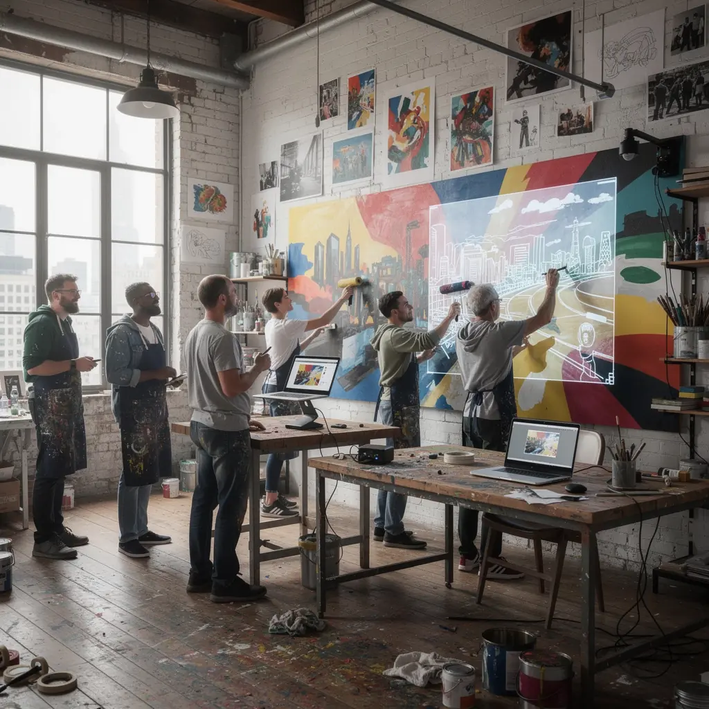 Professional team collaboration in modern office